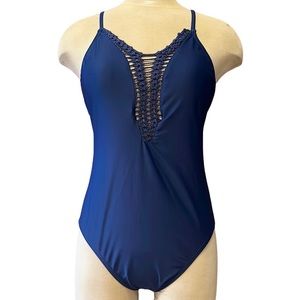 Ambrielle Swimsuit Blue One Piece Crochet M Medium